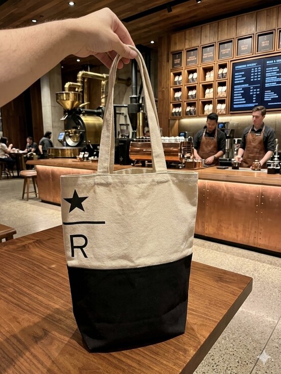 Starbucks Handbags - Starbucks Reserve Canvas Two-Tone Tote Bag - Cream & Black